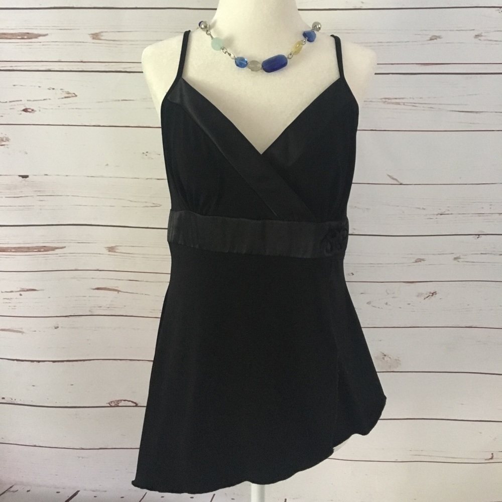 Asymmetrical Black Tank With Empire Waist